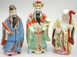 Traditional Asian Gifts Ideas - 8" Oriental Ceramic Chinese Tao Lucky Star Gods Statues - Set of 3