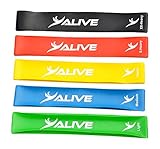 Alive Resistance Loop Bands, Exercise Bands, Physical Teraphy Band, P90x Resistance Bands, Workout Resistance Bands Kit of 5 Levels of Strength