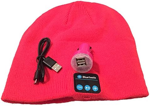 Bluetooth Beanie Washable Hat Knit Music Cap with Speakers &amp; Mic Hands Free Wireless Bluetooth Headphones Headsets for Running Skiing Skating Hiking,Gifts Winter Comfy Pink