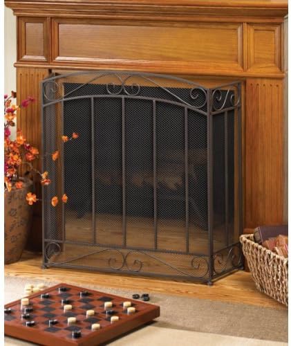 AW Classic Tir-Fold Fireplace Screen w/ Metallic Finish