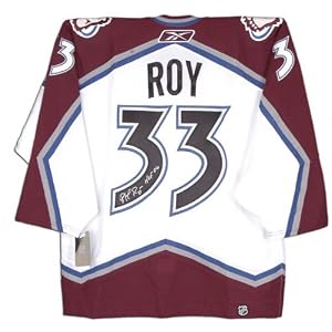 Buy Patrick Roy Autographed Colorado Avalance White Reebok Jersey with HOF Inscription