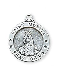 Patron Saint Of Married Women Sterling Silver Medal St. Monica Med Includes 18 Inch Chain