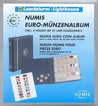 Numis Euro-M&uuml;nzenalbum: Komplett-Album im blauen 4-Ring-Binder aus Kunststoff inkl. 5 H&uuml;llen NH 24 (f&uuml;r 15 komplett EURO-Kursm&uuml;nzens&auml;tze) und farbigem ... Euro-Zeichen auf dem Albumdeckel