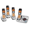 Uniden DECT 6.0 Silver Cordless Digital Answering System with Caller ID and Four Handsets (DECT1580-4)