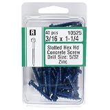 Midwest Slotted Hex Head Concrete Screw, 3/16 x 1 1/4