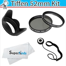 Tiffen 52mm Circular Polarizer Filter + Tiffen 52mm UV Protection Filter + Professional Lens Hood + Lens Cap Keeper + MicroFiber Cleaning Cloth For Nikon D3200, D5000, D3000, D5100, D3100, D7000 D800 DSLR Camera Which Have Any Of These (18-55mm, 55-200mm, 50mm) Nikon Lenses