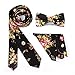 Stylefad Men's Floral Skinny Neck ties and Bowtie Pocket Square 3pcs Set for Gifts Black