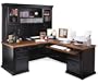 Southampton Onyx LDesk with Right Return and Hutch Oak Top/Black Onyx