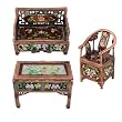 Antique Floral Crystal Design Table, Chair and Sofa Pewter Keepsake Trinket Box Set