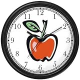 Red Apple 1 Wall Clock by WatchBuddy Timepieces (Black Frame)