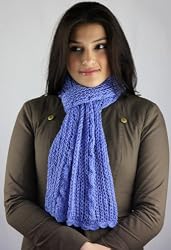 Knitted By Hand Lightweight and Soft Acrylic Scarf - Periwinkle Blue (Crocheted Border)(one-of-kind)