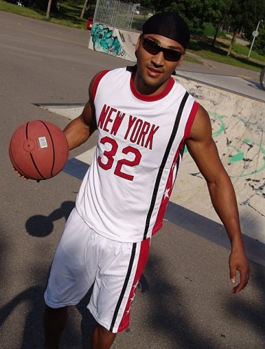 Sport-Set Basketball - Komplett-Set mit Trikot + Short (New York) weiss