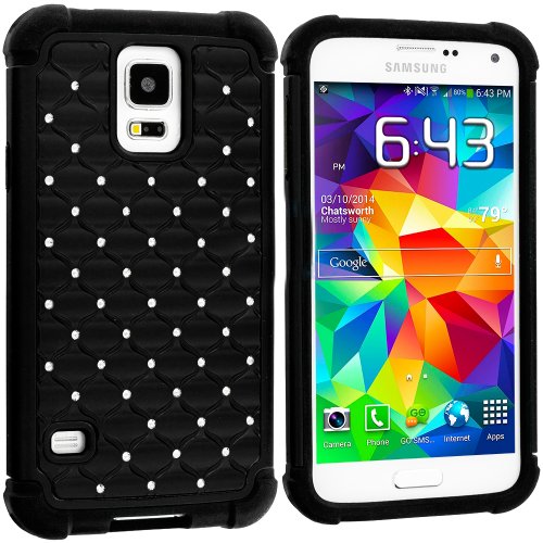 myLife Dark Black - Diamond Shell Series (2 Layer Neo Hybrid) Slim Armor Case for the NEW Galaxy S5 (5G) Smartphone by Samsung (External Rubberized Hard Shell Flex Piece + Internal Soft Silicone Flexible Bumper Gel)