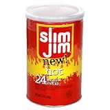 Slim Jim Meat Sticks, Hot, 24-Count, 7.9-Ounce Canisters (Pack of 6)