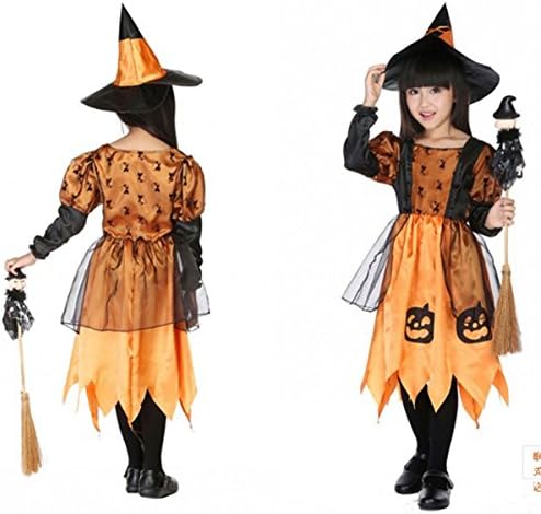 Children's Halloween Costume party Girl one piece Pumpkin Witch costume (47.2inch)
