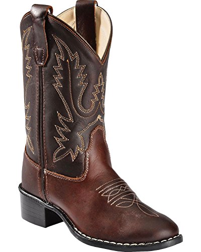 Old West Boys' Corona Calfskin Cowboy Boot Round Toe
