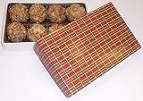 Scott's Cakes Pecan White Chocolate Truffles 1/2 Pound Christmas Plaid Box