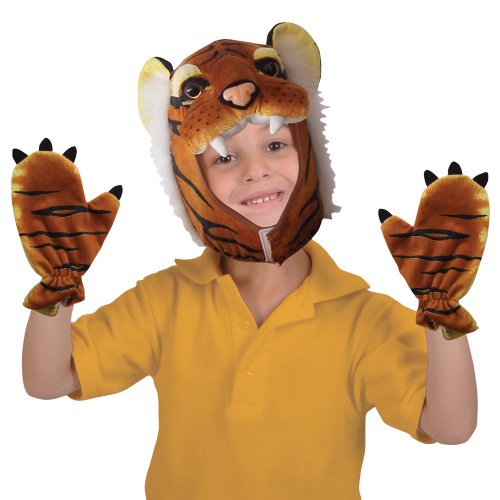 Tiger Cap-and-Paw Costume Set: One Size fits Most Plush Hood and Gloves
