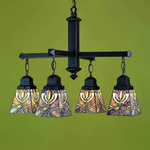 Glasgow Mission 4 Light 26 inches wide Tiffany Chandelier