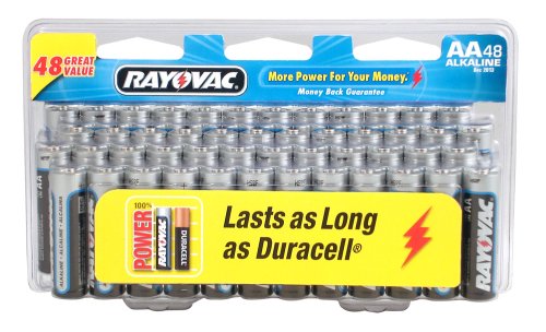 Rayovac Alkaline Batteries  AA Size  48 Count Packages