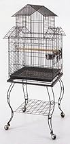 20-Inch Pagoda Roof Top Parrot Lovebird Cockatiel Cockatiels Parakeets Cage with Stand, Black Vein
