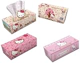World Cart Srl - Hello Kitty Boite de 80 Mouchoirs - 3 Plis - Imprimé - Lot de 4