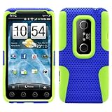 Blue Green 2 in 1 Hybrid Rubber Plastic Skin Case Cover for HTC Evo 3d /Spr ....
