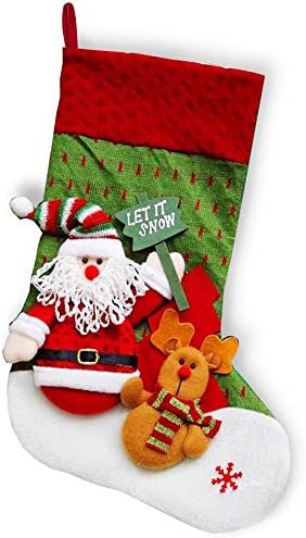 Angeloccur 18" Santa's Gift Christmas Sock Candy Toys Fillers Savings Bags for Christmas Hanged the Furnace Wall Bedside Decorative