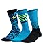 Nike Kids Boy's 3-Pair Pack Multi-Graphic Cotton Cushion (Toddler/Little Kid/Big Kid) Deep Royal Blue/Volt/Blue Lagoon/Black/Black/Volt SM (3 Little Kid - 5 Big Kid Shoe)
