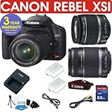 CANON REBEL XSI DIGITAL CAMERA BODY + CANON 18-55 IS LENS + CANON 55-250 ZOOM LENS + 8GB MEMORY CARD + HOLSTER CASE + EXTRA BATTERY + 6 PIECE STARTER KIT + 3 YEAR CELLTIME WARRANTY