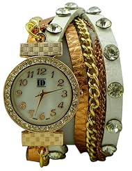DESIGNER INSPIRED WRAP AROUND BRACELET WATCH-WHITE/ROSE GOLD
