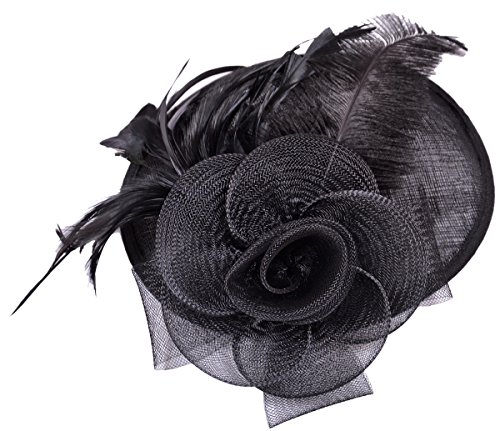 AM CLOTHES Womens Elegant Feather Mesh Flowers Fascinator