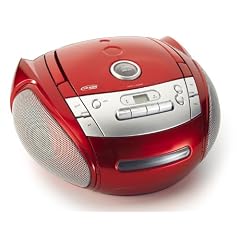 Lenco SCR-94 Tragbares CD-Radio mit Kassettenspieler (LC-Display, 2 Watt) rot
