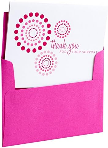 10 Breast Cancer Support, Modern Pink Ribbon Thank You Cards, Printed on 100% Recycled Stock - For Charity Events, Runs, Walks and 3-Day - Maddie by Two Poodle Press
