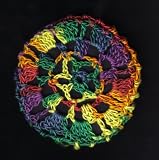 Rainbow Multi Star Pattern Crocheted Hair Bun Cover- LARGE