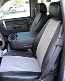 Exact Seat Covers, CH37 L1/L7, 2010-2012 Chevy Silverado and GMC Sierra Double Cab Complete Front and Rear Seat Set Custom Exact Fit Seat Covers, Leatherette Black with Gray Inserts
