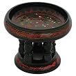 Handmade Decorative Black Lacquer Dish With Intricately Hand-etched Floral Design (Thailand)