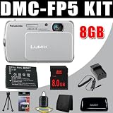Panasonic Lumix DMC-FP5 14.1 MP Digital Camera with 4x Optical Image Stabilized Zoom (Silver) BCK7 Battery/Charger 8GB DavisMAX Bundle
