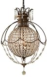 Murray Feiss F2504/3OBZ/BRB Bellini Collection 3-Light Pendant, Oxidized Bronze Finish with Hand Polished and Antique Quartz Crystals