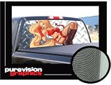 DEVIL GIRL 22" x 65" - Rear Window Graphic - diamond plate vinyl