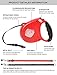HODGSON Retractable Dog Leash with Two Alternative Bite-proof Front Part Leashes, Heavy-Duty and Fluorescence Design for One or TWO Dogs-L/Red