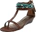 Bandolino Women's Plumskie Wedge Sandal,Brown/Turquoise Leather,9 M US