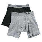 Champion - Mens 2 Pack Active Fit Boxer Briefs, Grey, Black