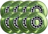 GREEN Inline Skate WHEELS Indoor 80mm 74a Hockey 8pk