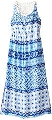 Girls Tie Dye Print Applique Rayon Maxi Dress 