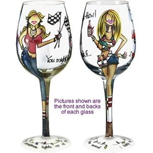 Bottom Up 15-Ounce Redneck Women Handpainted Wine Glass