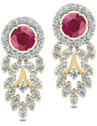 Diamond (0.56 Ct, IJ-SI), 18 Kt Yellow Gold Surya Drop Earrings