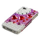 Rhinestones Protector Case for iPhone 4, 3D Stylish Hearts Full Diamond
