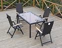 5tlg. Sitzgruppe Polyrattan Tisch Klappstuhl Essgruppe