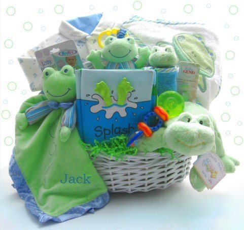 Froggy Friends Personalized Baby Gift Basket